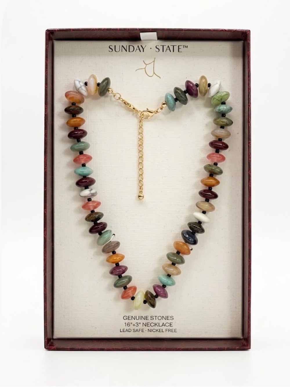 NWT ⚜️🤎⚜️ Sunday State Genuine Stones Multicolor Necklace
